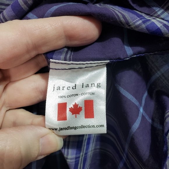 Jared Lang Men's Purple Plaid Cotton Long Sleeve - Picture 5 of 6